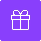Gift box icon on purple background