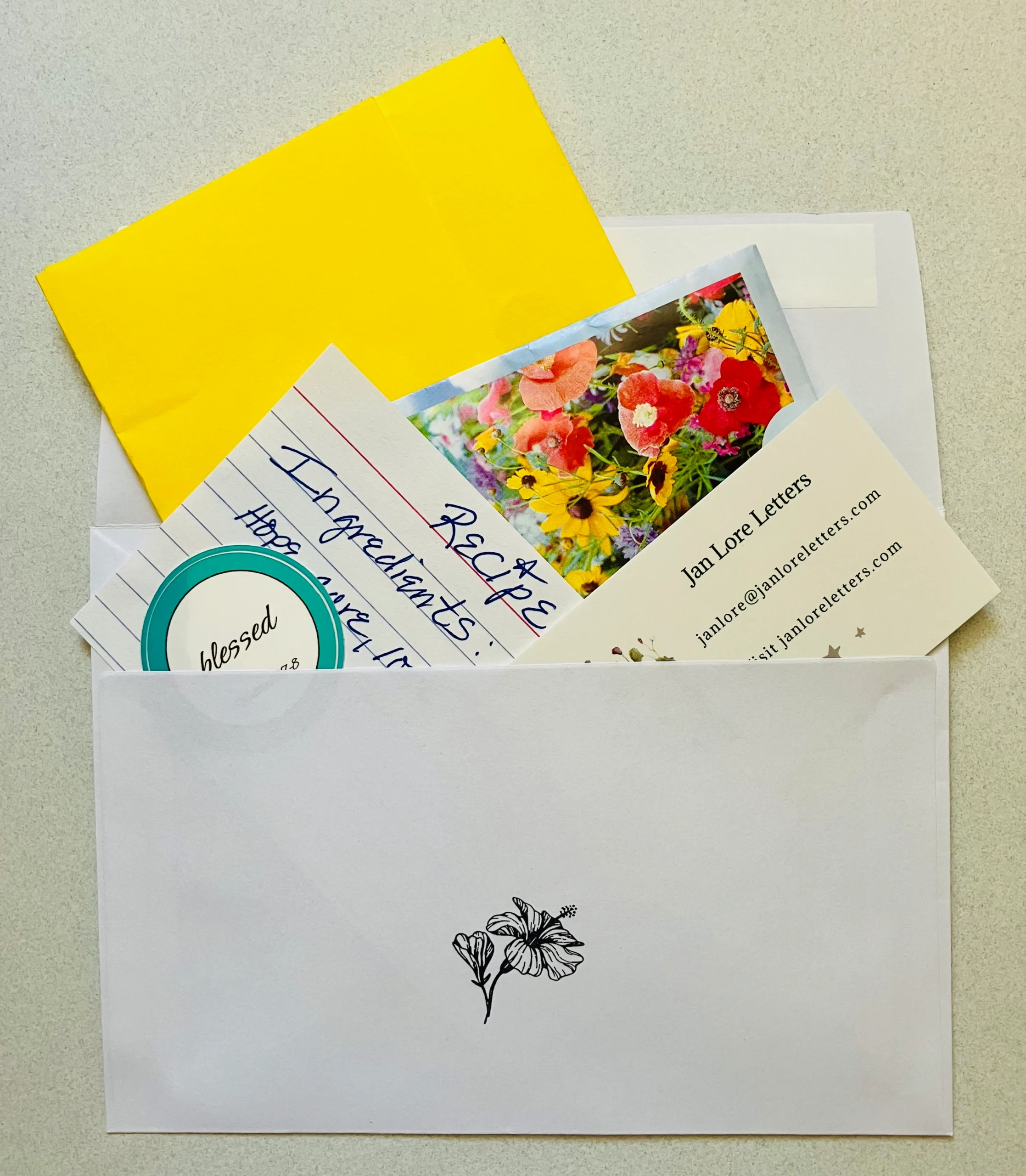 Assorted cards in an envelope